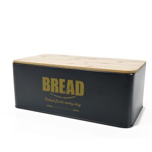 Ψωμιέρα Μαύρο/Ξύλινο Μέταλλο/Ξύλο 33x18x12cm