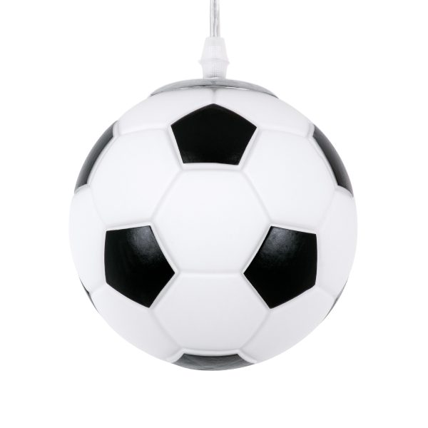 FOOTBALL 00643 Παιδικό Κρεμαστό Φωτιστικό Μπάλα Μονόφωτο 1 x E27 IP20 Λευκό & Μαύρο Γυαλί - Μ15 x Π15 x Y18cm