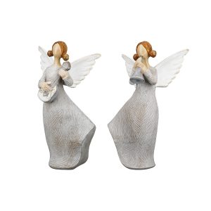Φιγούρα Άγγελοι ‘Nancy’ Πολυ Γκρι 6×7.5x13cm 2Τμχ