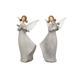 Φιγούρα Άγγελοι ‘Nancy’ Πολυ Γκρι 6x10x17cm 2Τμχ