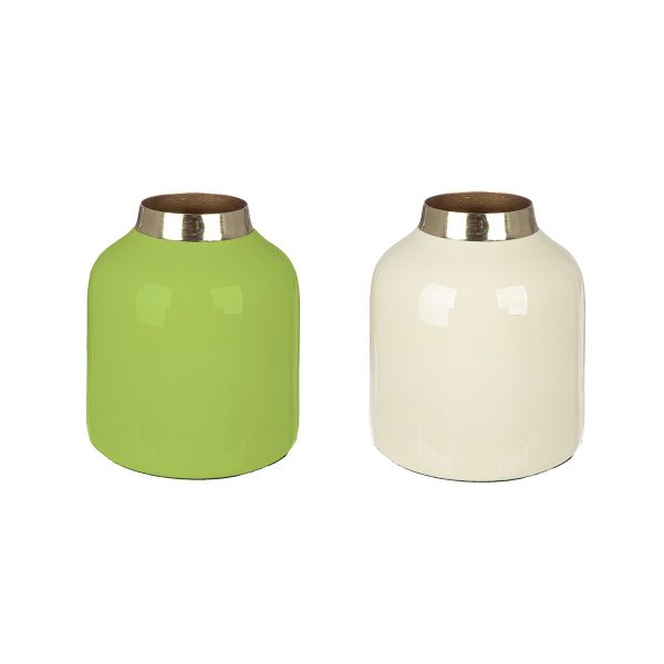Βάζο "Roro" Μέταλλο Cream Πράσινο PU Pcs. Assorted H. 10 cm D. 85 cm - Image 2