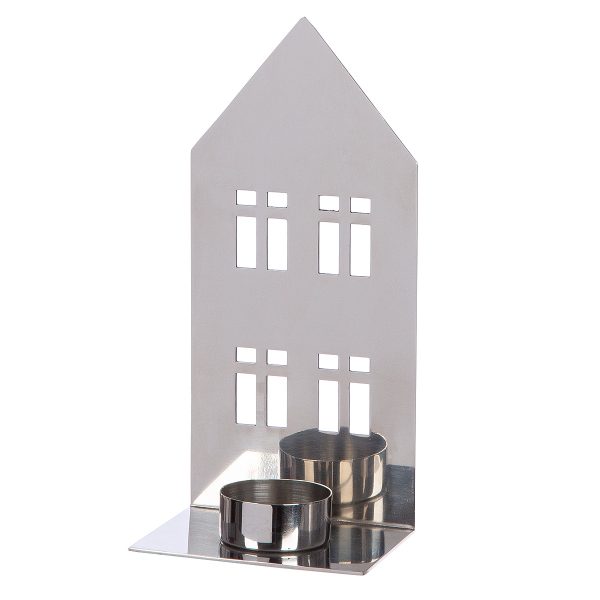 Κηροπήγιο Σπιτάκι 'Casita' Ατσάλι Ασημί 8x11.5x25cm - Image 4