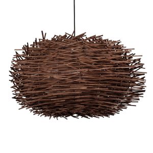 MINORCA 01734 Boho Κρεμαστό Φωτιστικό Ανάρτηση Μονόφωτο 1 x E27 IP20 Καφέ Ξύλο – Μ60 x Π60 x Y35cm