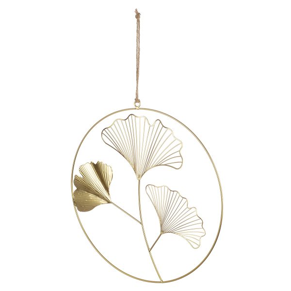 Κρεμάστρα Στρογγυλό Ginkgo Motif Μεταλλικό Χρυσό Χρώμα 34X0X49Cm 34X0X49Cm - Image 4