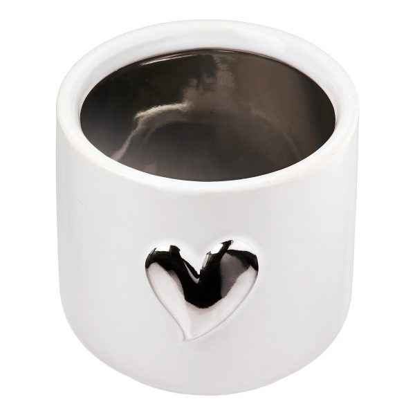 Planter Heart Motif Κεραμικό Λευκό D8X9Cm D8X9Cm - Image 4