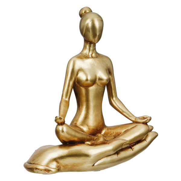 Figure Yoga Motif Συνθετική Ρητίνη Χρυσού Χρυσού Ποικιλία 3 φορές 16X8X21Cm 16X8X21Cm - Image 3