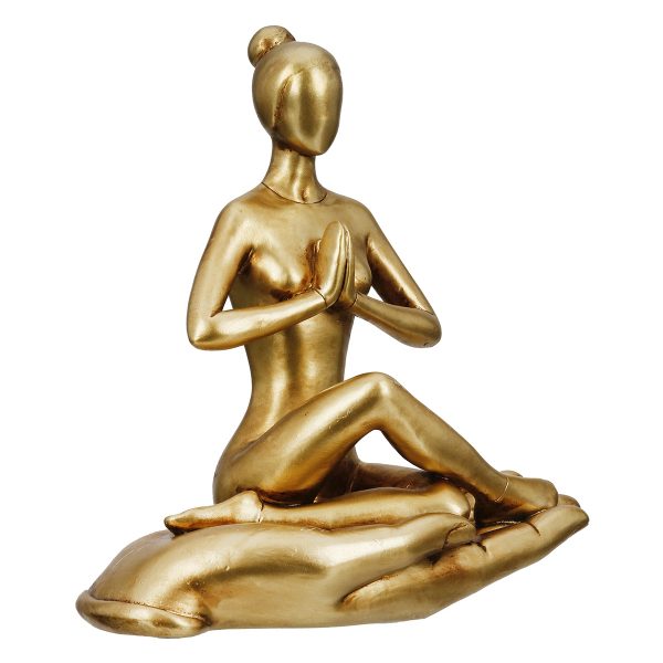 Figure Yoga Motif Συνθετική Ρητίνη Χρυσού Χρυσού Ποικιλία 3 φορές 16X8X21Cm 16X8X21Cm - Image 4
