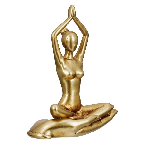 Figure Yoga Motif Συνθετική Ρητίνη Χρυσού Χρυσού Ποικιλία 3 φορές 16X8X21Cm 16X8X21Cm - Image 5