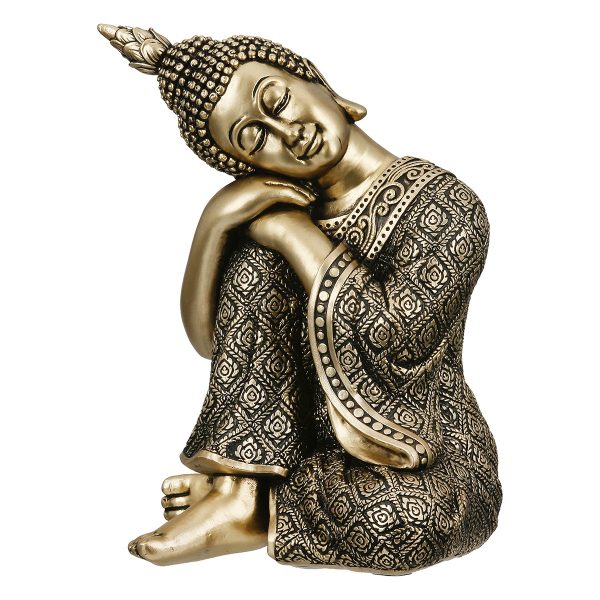 Figure Buddha Synthetic Resin Χρυσόχρωμο 10X10X17Cm 10X10X17Cm - Image 3