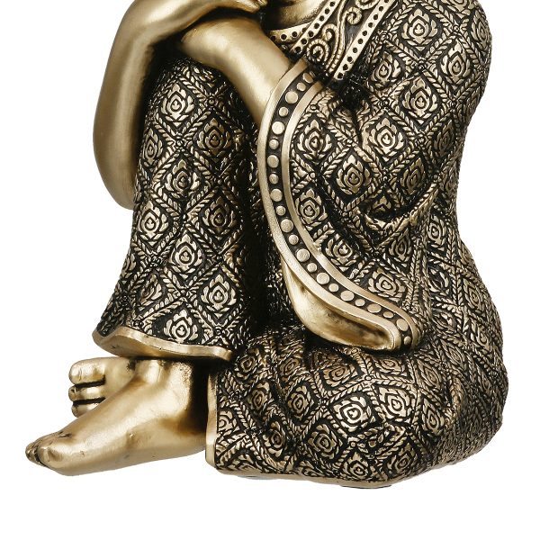 Figure Buddha Synthetic Resin Χρυσόχρωμο 10X10X17Cm 10X10X17Cm - Image 5