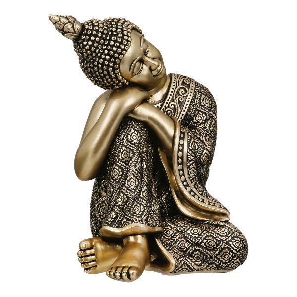Figure Buddha Synthetic Resin Χρυσόχρωμο 10X10X17Cm 10X10X17Cm - Image 2