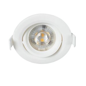 DE VALERA 60184 Χωνευτό Κινούμενο Downlight Σποτ LED 5W 470lm 60° AC 220-240V IP20 Θερμό Λευκό 2700K – Bridgelux SMD Chip & TÜV SÜD Driver – Λευκό Ματ – Μ9 x Π9 x Υ4cm / Q8cm – 3 Χρόνια Εγγύηση