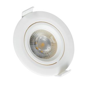 DE VALERA 60184 Χωνευτό Κινούμενο Downlight Σποτ LED 5W 470lm 60° AC 220-240V IP20 Θερμό Λευκό 2700K – Bridgelux SMD Chip & TÜV SÜD Driver – Λευκό Ματ – Μ9 x Π9 x Υ4cm / Q8cm – 3 Χρόνια Εγγύηση