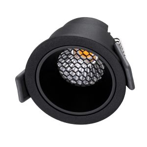 PLUTO-S 60250 Χωνευτό LED Spot Downlight TrimLess Φ6.4cm 7W 910lm 38° AC 220-240V IP20 Φ6.4 x Υ4.9cm – Στρόγγυλο – Μαύρο & Anti-Glare HoneyComb – Φυσικό Λευκό 4500K – Bridgelux COB – 5 Years Warranty