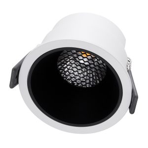 PLUTO-M 60253 Χωνευτό LED Spot Downlight TrimLess Φ8.4cm 10W 1250lm 38° AC 220-240V IP20 Φ8.4 x Υ5.9cm – Στρόγγυλο – Λευκό με Μαύρο Κάτοπτρο & Anti-Glare HoneyComb – Θερμό Λευκό 2700K – Bridgelux COB – 5 Years Warranty