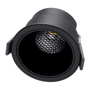 PLUTO-M 60256 Χωνευτό LED Spot Downlight TrimLess Φ8.4cm 10W 1300lm 38° AC 220-240V IP20 Φ8.4 x Υ5.9cm – Στρόγγυλο – Μαύρο & Anti-Glare HoneyComb – Φυσικό Λευκό 4500K – Bridgelux COB – 5 Years Warranty
