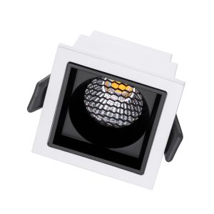PLUTO-S 60264 Χωνευτό LED Spot Downlight TrimLess Μ6.4xΠ6.4cm 7W 910lm 38° AC 220-240V IP20 Μ6.4 x Π6.4 x Υ4.9cm – Τετράγωνο – Λευκό με Μαύρο Κάτοπτρο & Anti-Glare HoneyComb – Φυσικό Λευκό 4500K – Bridgelux COB – 5 Years Warranty