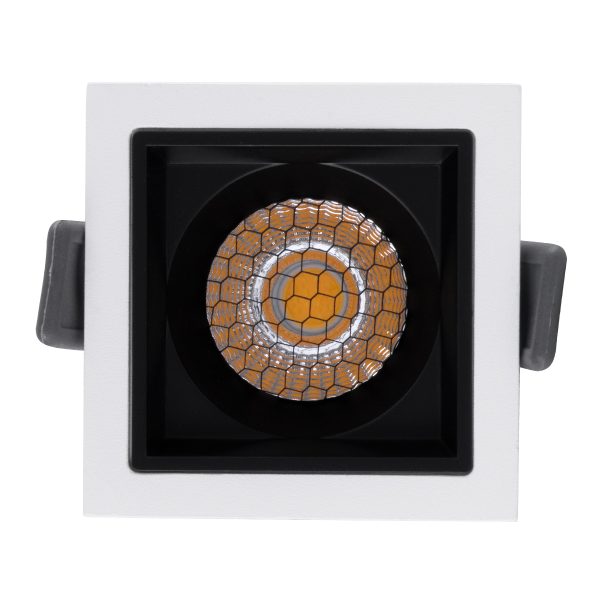 PLUTO-S 60264 Χωνευτό LED Spot Downlight TrimLess Μ6.4xΠ6.4cm 7W 910lm 38° AC 220-240V IP20 Μ6.4 x Π6.4 x Υ4.9cm - Τετράγωνο - Λευκό με Μαύρο Κάτοπτρο & Anti-Glare HoneyComb - Φυσικό Λευκό 4500K - Bridgelux COB - 5 Years Warranty - Image 5