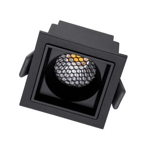 PLUTO-S 60268 Χωνευτό LED Spot Downlight TrimLess Μ6.4xΠ6.4cm 7W 910lm 38° AC 220-240V IP20 Μ6.4 x Π6.4 x Υ4.9cm – Τετράγωνο – Μαύρο & Anti-Glare HoneyComb – Φυσικό Λευκό 4500K – Bridgelux COB – 5 Years Warranty