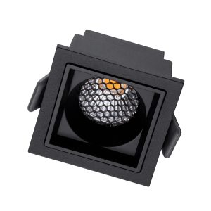 PLUTO-S 60269 Χωνευτό LED Spot Downlight TrimLess Μ6.4xΠ6.4cm 7W 875lm 38° AC 220-240V IP20 Μ6.4 x Π6.4 x Υ4.9cm – Τετράγωνο – Μαύρο & Anti-Glare HoneyComb – Θερμό Λευκό 2700K – Bridgelux COB – 5 Years Warranty