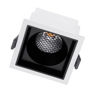 PLUTO-M 60271 Χωνευτό LED Spot Downlight TrimLess Μ8.4xΠ8.4cm 10W 1250lm 38° AC 220-240V IP20 Μ8.4 x Π8.4 x Υ5.9cm – Τετράγωνο – Λευκό με Μαύρο Κάτοπτρο & Anti-Glare HoneyComb – Θερμό Λευκό 2700K – Bridgelux COB – 5 Years Warranty