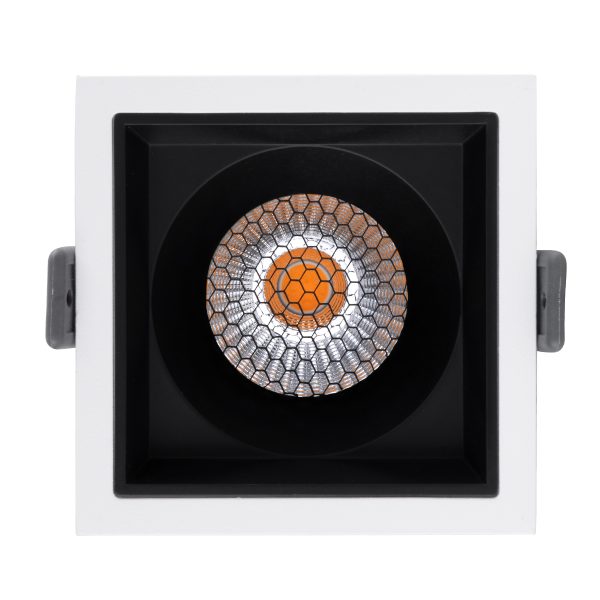 PLUTO-M 60271 Χωνευτό LED Spot Downlight TrimLess Μ8.4xΠ8.4cm 10W 1250lm 38° AC 220-240V IP20 Μ8.4 x Π8.4 x Υ5.9cm - Τετράγωνο - Λευκό με Μαύρο Κάτοπτρο & Anti-Glare HoneyComb - Θερμό Λευκό 2700K - Bridgelux COB - 5 Years Warranty - Image 5