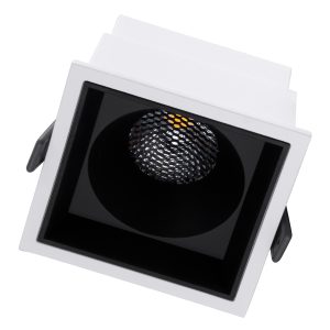 PLUTO-B 60276 Χωνευτό LED Spot Downlight TrimLess Μ10.4xΠ10.4cm 15W 1950lm 38° AC 220-240V IP20 Μ10.4 x Π10.4 x Υ6.5cm – Τετράγωνο – Λευκό με Μαύρο Κάτοπτρο & Anti-Glare HoneyComb – Φυσικό Λευκό 4500K – Bridgelux COB – 5 Years Warranty