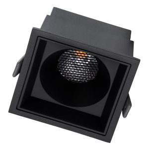 PLUTO-B 60281 Χωνευτό LED Spot Downlight TrimLess Μ10.4xΠ10.4cm 15W 1875lm 38° AC 220-240V IP20 Μ10.4 x Π10.4 x Υ6.5cm – Τετράγωνο – Μαύρο & Anti-Glare HoneyComb – Θερμό Λευκό 2700K – Bridgelux COB – 5 Years Warranty