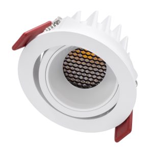 LEO-R 60284 Χωνευτό LED Spot Downlight TrimLess Φ8.5cm 10W 1300lm 38° AC 220-240V IP20 Φ8.5 x Υ6.6cm – Στρόγγυλο – Κινούμενο – Λευκό & Anti-Glare HoneyComb – Φυσικό Λευκό 4500K – Bridgelux COB – 5 Years Warranty