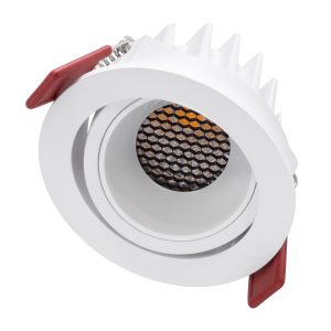 LEO-R 60285 Χωνευτό LED Spot Downlight TrimLess Φ8.5cm 10W 1250lm 38° AC 220-240V IP20 Φ8.5 x Υ6.6cm – Στρόγγυλο – Κινούμενο – Λευκό & Anti-Glare HoneyComb – Θερμό Λευκό 2700K – Bridgelux COB – 5 Years Warranty
