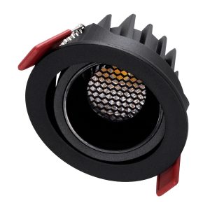 LEO-R 60286 Χωνευτό LED Spot Downlight TrimLess Φ8.5cm 10W 1300lm 38° AC 220-240V IP20 Φ8.5 x Υ6.6cm – Στρόγγυλο – Κινούμενο – Μαύρο & Anti-Glare HoneyComb – Φυσικό Λευκό 4500K – Bridgelux COB – 5 Years Warranty