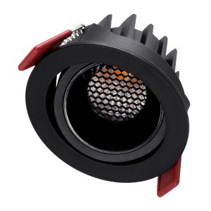 LEO-R 60287 Χωνευτό LED Spot Downlight TrimLess Φ8.5cm 10W 1250lm 38° AC 220-240V IP20 Φ8.5 x Υ6.6cm – Στρόγγυλο – Κινούμενο – Μαύρο & Anti-Glare HoneyComb – Θερμό Λευκό 2700K – Bridgelux COB – 5 Years Warranty