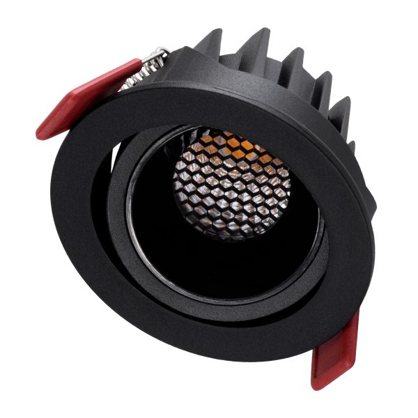 LEO-R 60287 Χωνευτό LED Spot Downlight TrimLess Φ8.5cm 10W 1250lm 38° AC 220-240V IP20 Φ8.5 x Υ6.6cm - Στρόγγυλο - Κινούμενο - Μαύρο & Anti-Glare HoneyComb - Θερμό Λευκό 2700K - Bridgelux COB - 5 Years Warranty - Image 2