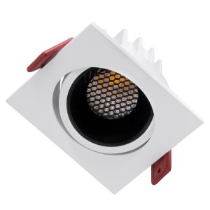 LEO-SQ 60288 Χωνευτό LED Spot Downlight TrimLess Μ8.5xΠ8.5cm 10W 1300lm 38° AC 220-240V IP20 Μ8.5 x Π8.5 x Υ6.6cm – Τετράγωνο – Κινούμενο – Λευκό με Μαύρο Κάτοπτρο & Anti-Glare HoneyComb – Φυσικό Λευκό 4500K – Bridgelux COB – 5 Years Warranty