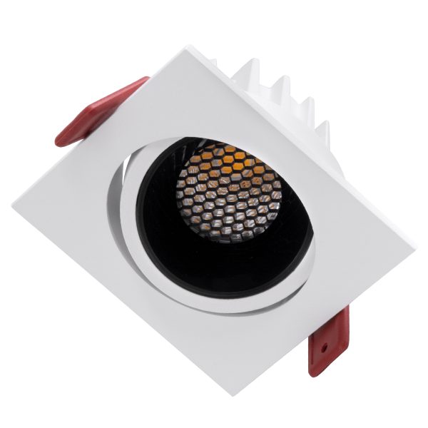 LEO-SQ 60288 Χωνευτό LED Spot Downlight TrimLess Μ8.5xΠ8.5cm 10W 1300lm 38° AC 220-240V IP20 Μ8.5 x Π8.5 x Υ6.6cm - Τετράγωνο - Κινούμενο - Λευκό με Μαύρο Κάτοπτρο & Anti-Glare HoneyComb - Φυσικό Λευκό 4500K - Bridgelux COB - 5 Years Warranty - Image 2