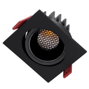 LEO-SQ 60292 Χωνευτό LED Spot Downlight TrimLess Μ8.5xΠ8.5cm 10W 1300lm 38° AC 220-240V IP20 Μ8.5 x Π8.5 x Υ6.6cm – Τετράγωνο – Κινούμενο – Μαύρο & Anti-Glare HoneyComb – Φυσικό Λευκό 4500K – Bridgelux COB – 5 Years Warranty