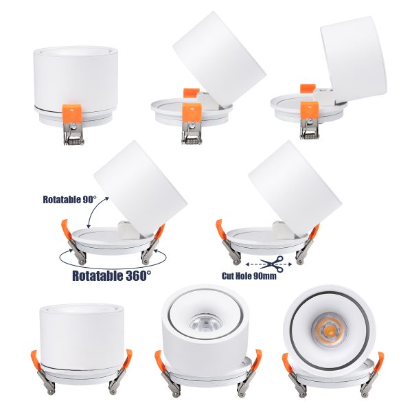 OMEGA-R 60295 Χωνευτό LED Spot Downlight TrimLess Φ10cm 12W 1500lm 36° AC 220-240V IP20 Φ10 x Υ8.2cm - Στρόγγυλο - Λευκό - Θερμό Λευκό 2700K - Bridgelux COB - 5 Years Warranty - Image 3