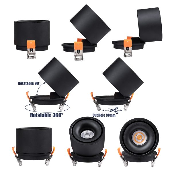 OMEGA-R 60296 Χωνευτό LED Spot Downlight TrimLess Φ10cm 12W 1560lm 36° AC 220-240V IP20 Φ10 x Υ8.2cm - Στρόγγυλο - Μαύρο - Φυσικό Λευκό 4500K - Bridgelux COB - 5 Years Warranty - Image 3