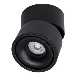 OMEGA-S 60300 Επιφανειακό LED Spot Downlight Φ10cm 12W 1560lm 36° AC 220-240V IP20 Φ10 x Υ10.5cm – Στρόγγυλο – Μαύρο – Φυσικό Λευκό 4500K – Bridgelux COB – 5 Years Warranty