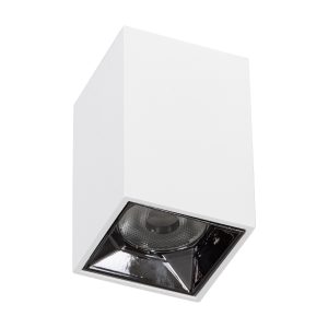 LUMINAR SUPERIOR 60323 Επιφανειακό LED Spot Downlight TrimLess 3W 405lm 36° AC 220-240V IP20 Μ4.2 x Π4.2 x Υ6.6cm – Λευκό με Κάτοπτρο Χρωμίου – Θερμό Λευκό 2700K – Bridgelux High Lumen Chip Gen2 – TÜV Certified Driver – 5 Years Warranty