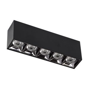 LUMINAR SUPERIOR 60329 Επιφανειακό LED Spot Downlight TrimLess 20W 2700lm 36° AC 220-240V IP20 Μ19.5 x Π4.2 x Υ6.6cm – Μαύρο με Κάτοπτρο Χρωμίου – Θερμό Λευκό 2700K – Bridgelux High Lumen Chip Gen2 – TÜV Certified Driver – 5 Years Warranty