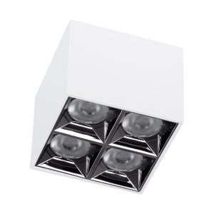 LUMINAR SUPERIOR 60335 Επιφανειακό LED Spot Downlight TrimLess 14W 1890lm 36° AC 220-240V IP20 Μ8.2 x Π8.2 x Υ6.6cm – Λευκό με Κάτοπτρο Χρωμίου – Θερμό Λευκό 2700K – Bridgelux High Lumen Chip Gen2 – TÜV Certified Driver – 5 Years Warranty