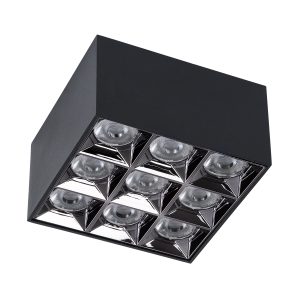 LUMINAR SUPERIOR 60337 Επιφανειακό LED Spot Downlight TrimLess 30W 4050lm 36° AC 220-240V IP20 Μ12 x Π12 x Υ6.6cm – Μαύρο με Κάτοπτρο Χρωμίου – Θερμό Λευκό 2700K – Bridgelux High Lumen Chip Gen2 – TÜV Certified Driver – 5 Years Warranty
