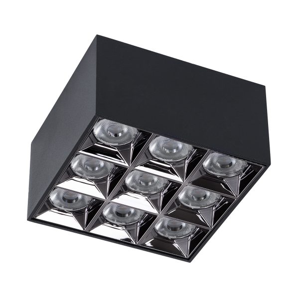 LUMINAR SUPERIOR 60337 Επιφανειακό LED Spot Downlight TrimLess 30W 4050lm 36° AC 220-240V IP20 Μ12 x Π12 x Υ6.6cm - Μαύρο με Κάτοπτρο Χρωμίου - Θερμό Λευκό 2700K - Bridgelux High Lumen Chip Gen2 - TÜV Certified Driver - 5 Years Warranty - Image 2