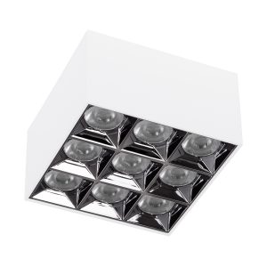 LUMINAR SUPERIOR 60339 Επιφανειακό LED Spot Downlight TrimLess 30W 4050lm 36° AC 220-240V IP20 Μ12 x Π12 x Υ6.6cm – Λευκό με Κάτοπτρο Χρωμίου – Θερμό Λευκό 2700K – Bridgelux High Lumen Chip Gen2 – TÜV Certified Driver – 5 Years Warranty