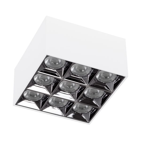 LUMINAR SUPERIOR 60339 Επιφανειακό LED Spot Downlight TrimLess 30W 4050lm 36° AC 220-240V IP20 Μ12 x Π12 x Υ6.6cm - Λευκό με Κάτοπτρο Χρωμίου - Θερμό Λευκό 2700K - Bridgelux High Lumen Chip Gen2 - TÜV Certified Driver - 5 Years Warranty - Image 2
