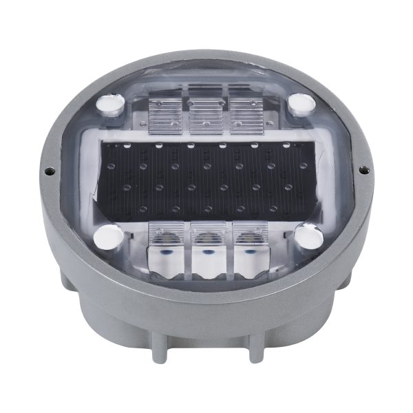 ROADER 60367 Professional LED Strobe Αυτόνομος Ηλιακός Χωνευτός Ανακλαστήρας Οδοστρώματος με Ενσωματωμένο Φωτοβολταϊκό Panel 2.5V 220mA & Επαναφορτιζόμενη Μπαταρία Ni-MH 1.2V 1200mAh - Αδιάβροχο IP68 - Ψυχρό Λευκό 6000K - Max Pass Load 20 Τόνοι - Φ12.