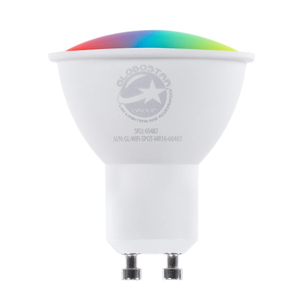 60487 Έξυπνο Σποτ LED GU10 MR16 Smart Home Wifi  5.5W 550lm 120° AC 220-240V IP20 Φ5 x Υ6.5cm RGB+CCT - Εναλλαγή Φωτισμού & Dimming μέσω Εφαρμογής Tuya - Bridgelux Chip - 3 Χρόνια Εγγύηση