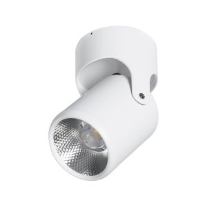DETRONIC 60500 Επιφανειακό Κινούμενο Spot Downlight LED 10W 1350lm 24° AC 220-240V IP20 Φ9cm x Υ16cm – Στρόγγυλο – Λευκό – Ψυχρό Λευκό 6000K – Bridgelux COB – TÜV Certified Driver – 5 Χρόνια Εγγύηση