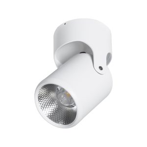 DETRONIC 60501 Επιφανειακό Κινούμενο Spot Downlight LED 10W 1300lm 24° AC 220-240V IP20 Φ9cm x Υ16cm – Στρόγγυλο – Λευκό – Φυσικό Λευκό 4500K – Bridgelux COB – TÜV Certified Driver – 5 Χρόνια Εγγύηση